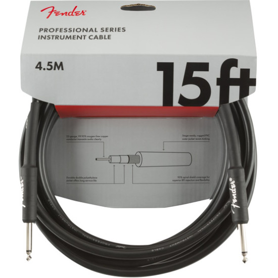 Fender Professional Series Instrument Cable Straight/Straight 15 foot Black