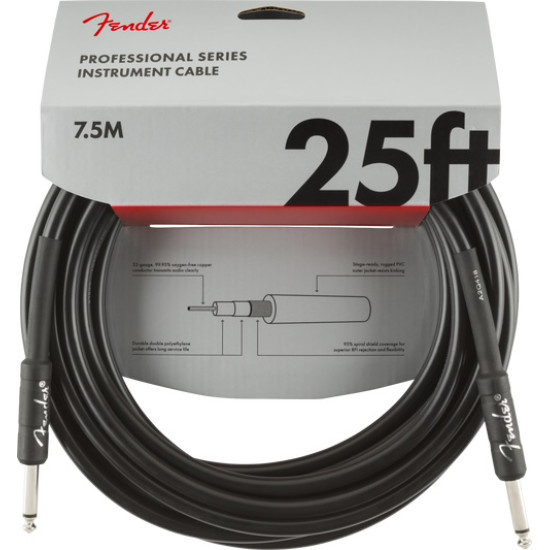 Fender Professional Series Instrument Cable Straight/Straight 25 foot Black