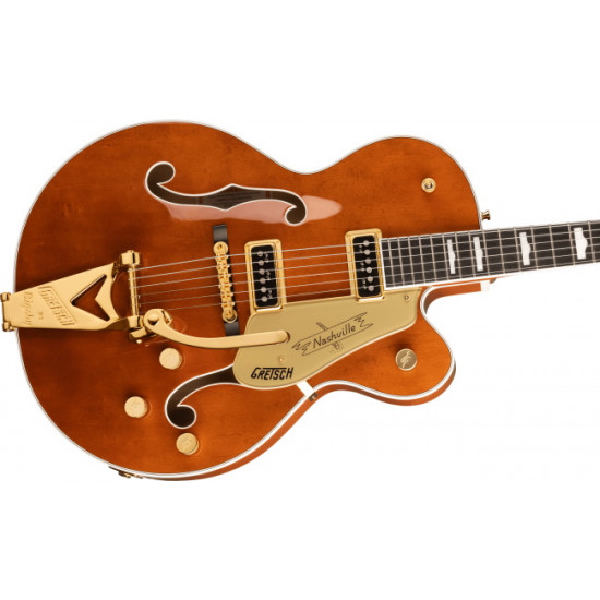 Gretsch G6120TG-DS Players Edition Nashville® Hollow Body DS with String-Thru Bigsby® and Gold Hardware Ebony Fingerboard Roundup Orange