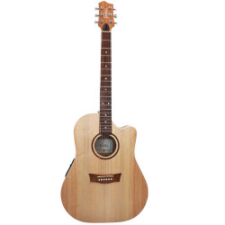 Pratley PRD-SCE-MB Dreadnought Solid Maple Bunya Acoustic Guitar with Cutaway and Pickup
