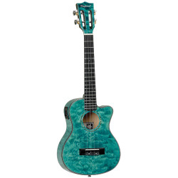 Tanglewood TWT24E Tiare Tenor Tahitian Coral Gloss Quilted Maple Cutaway Ukulele with Pick Up