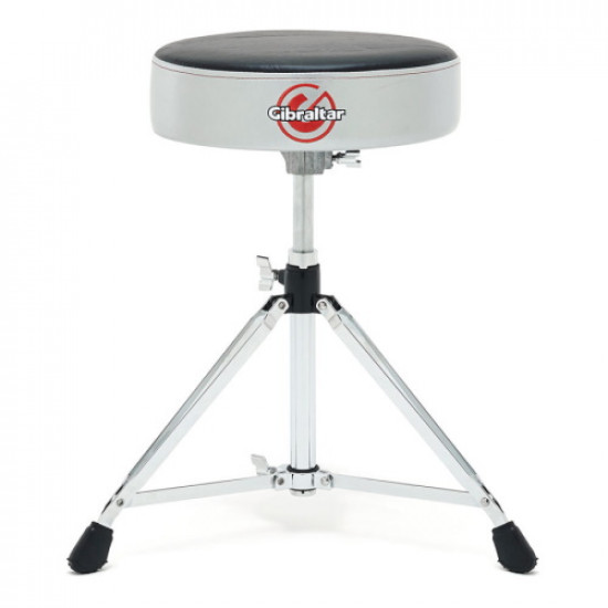 Gibraltar 6608RSG Drum Throne Stool Double Braced Round Style Grey Silver Finish 