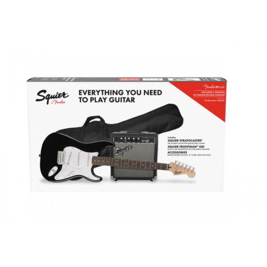 Fender Squier Stratocaster® Pack, Laurel Fingerboard, Black, Gig Bag, 10G - 240V AU